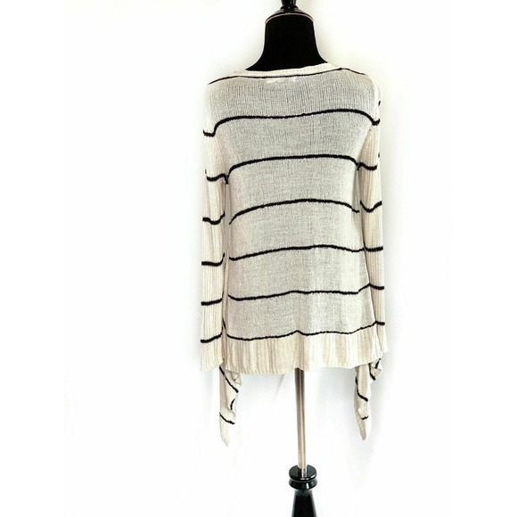 Pink Republic Asymmetrical Hem Striped V Neck Tunic Sweater Small - Picture 11 of 11